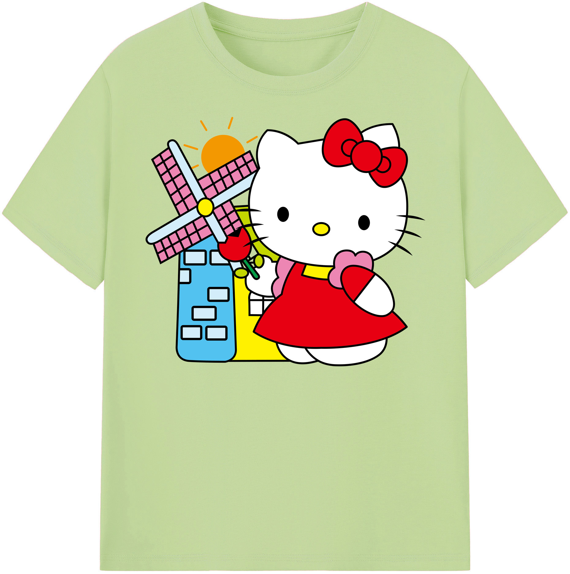（画像用） Hello Kitty ハローキティ 綿100％半袖Tシャツ（フロントプリント）